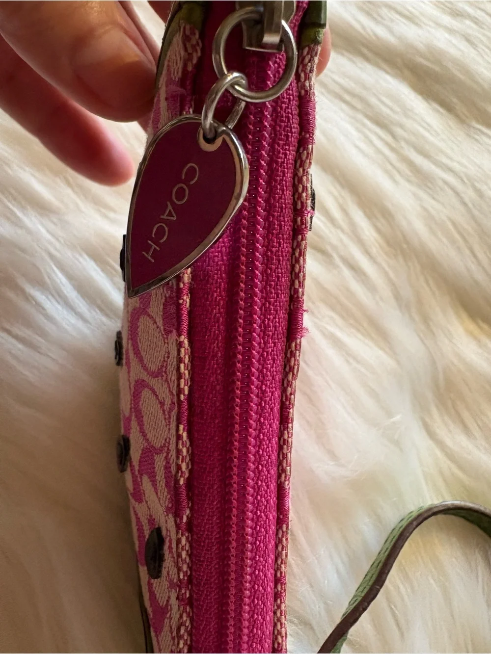 RARE VINTAGE 2006 COACH JACQUARD & LEATHER WATERMELON FRUIT WEDGE WRISTLET